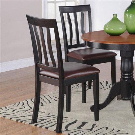 WOODEN IMPORTS FURNITURE LLC Wooden Imports Furniture AD01-LC-BL&CH Antique Chair Faux Leather Seat with Black and Cherry Finish - Pack of 2 ANC-BLK-LC